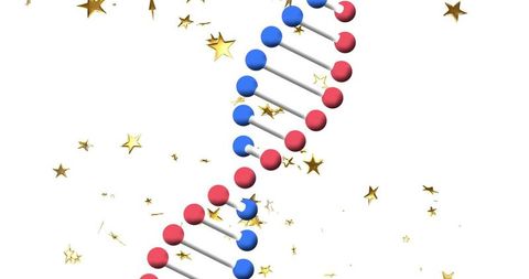 Colorful DNA Strand with Golden Stars