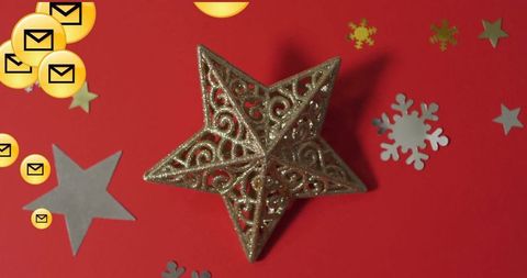 Luxe Gold Star on Red with Festive Email Icons