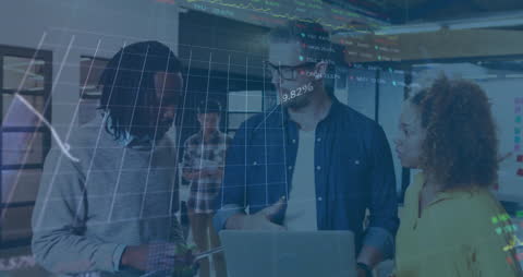 Diverse Team Analyzing Data in Modern Office Enviroment