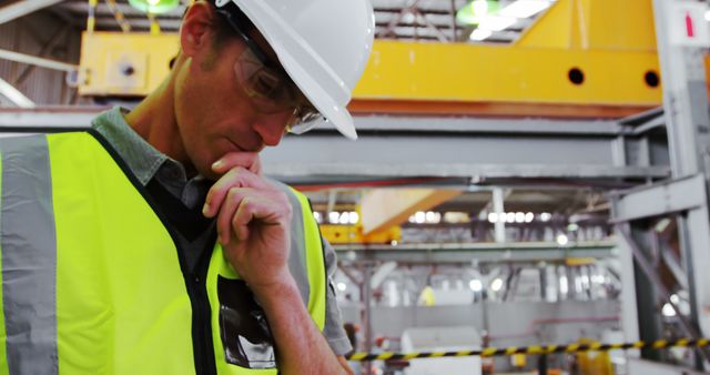 Pensive Engineer Contemplating Manufacturing Process - Download Free Stock Images Pikwizard.com