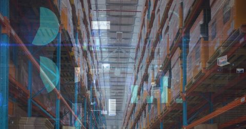 Digital Financial Data Overlay in Warehouse Environment - Download Free Stock Images Pikwizard.com