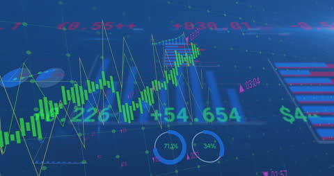 Futuristic Chart Display with Digital Stock Index Visualization