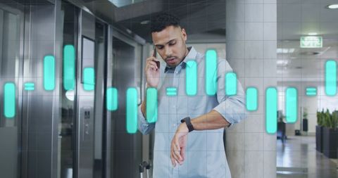 Businessman Analyzing Digital Data in Modern Office