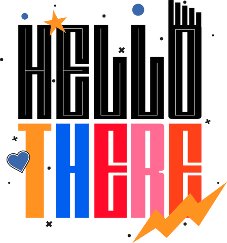 Colorful Geometric Letters Saying Hello There on Transparent Background