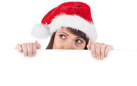 Woman in Santa Hat Holding Blank White Sign on Transparent Background - Download Free Stock Videos Pikwizard.com