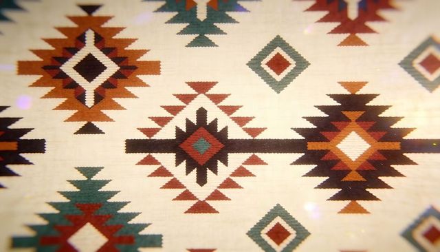 Handwoven southwestern diamond rug pattern with rustic earth tones and geometric motifs
