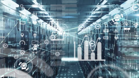 Digital Data Network Interface Overlay on Server Room