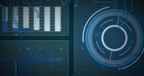 Abstract Circuit Board with Data and Circular Design - Download Free Stock Images Pikwizard.com