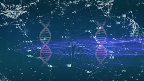Futuristic DNA Strand with Digital Network Connections
