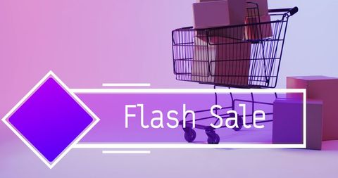 Flash Sale Promotion with Shopping Cart and Purple Overlay - Download Free Stock Images Pikwizard.com