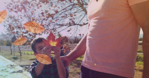 Father and Daughter Enjoy Autumn Day Together