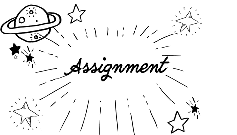 Assignment word with space icons on transparent background
