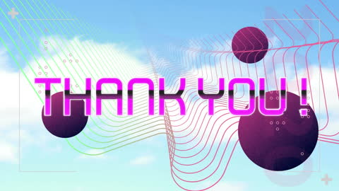 Thank You Banner with Abstract Shapes and Cloudy Sky