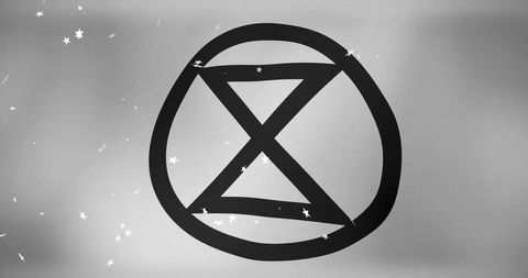 Extinction Symbol with Floating Stars on White Background