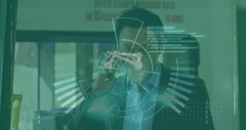 Businessman Using Innovative Cyber Technology for Data Communication