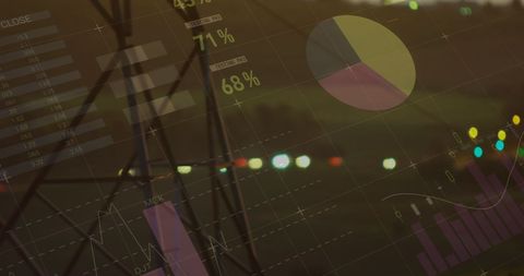 Economic Analysis Charts Over Power Lines