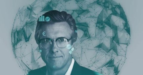 Tech-savvy businessman engaging with data analysis interface