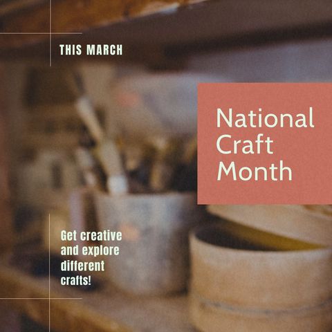 celebrating national craft month with art supplies in workshop - Download Free Stock Templates Pikwizard.com