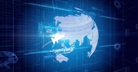 Global Connectivity with Technological Globe and Airplane - Download Free Stock Images Pikwizard.com