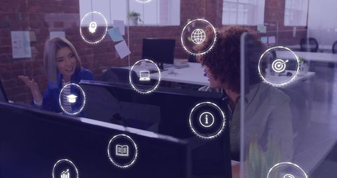 Business Professionals Engaging with Digital Interface in Modern Office - Download Free Stock Images Pikwizard.com