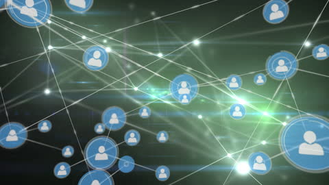 Growing Digital Network with Icons and Connections