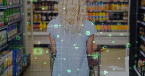 Shopper Interacting with Digital Data Overlay in Store
