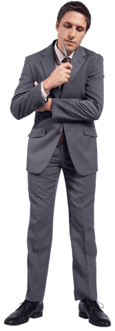 thoughtful businessman holding pen with transparent background - Download Free Stock Videos Pikwizard.com