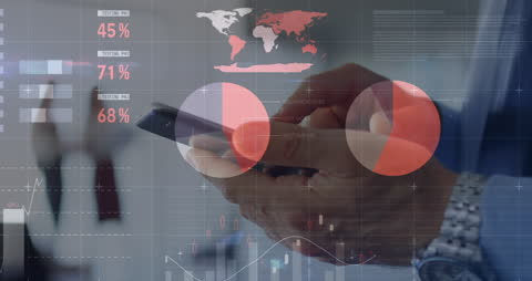 Businessman Analyzing Global Data on Smartphone