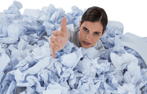 woman asking for help in transparent sea of crumpled paper - Download Free Stock Videos Pikwizard.com