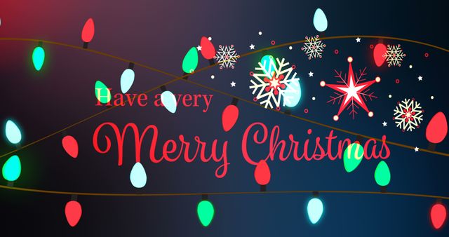 This festive illustration features glowing colorful holiday lights and vibrant Christmas ornaments with the text 'Have a Merry Christmas' in elegant lettering. It is ideal for holiday greeting cards, social media holiday wishes, or as a cheerful email banner during the Christmas season.