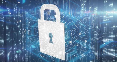 Digital Padlock Security on Circuitry Background - Download Free Stock Images Pikwizard.com