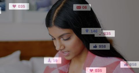 Young Woman Engaging with Social Media at Home