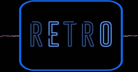 Retro neon sign glowing with futuristic digital energy vibes