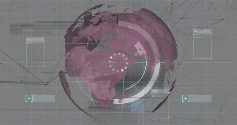 Futuristic digital interface with 3d globe centered on africa and europe