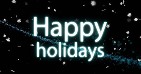 Happy Holidays Text with Glowing Light Trails