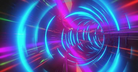 Vibrant Futuristic Neon Tunnel with Dynamic Light Trails - Download Free Stock Images Pikwizard.com