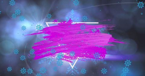 Festive Snowflake Bokeh with Vibrant Paint Stroke