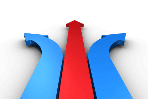 red arrow leading two blue arrows on transparent background - Download Free Stock Videos Pikwizard.com