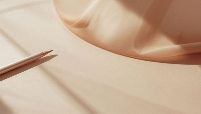Beige brimmed hat casting shadows on tabletop with white pencil