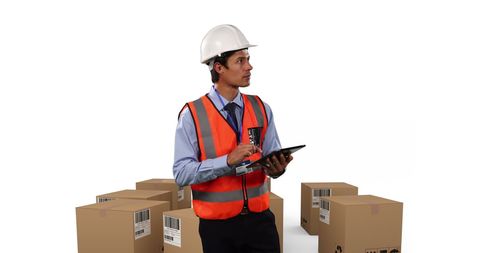 Architect in Safety Gear Managing Shipping Logistics - Download Free Stock Images Pikwizard.com