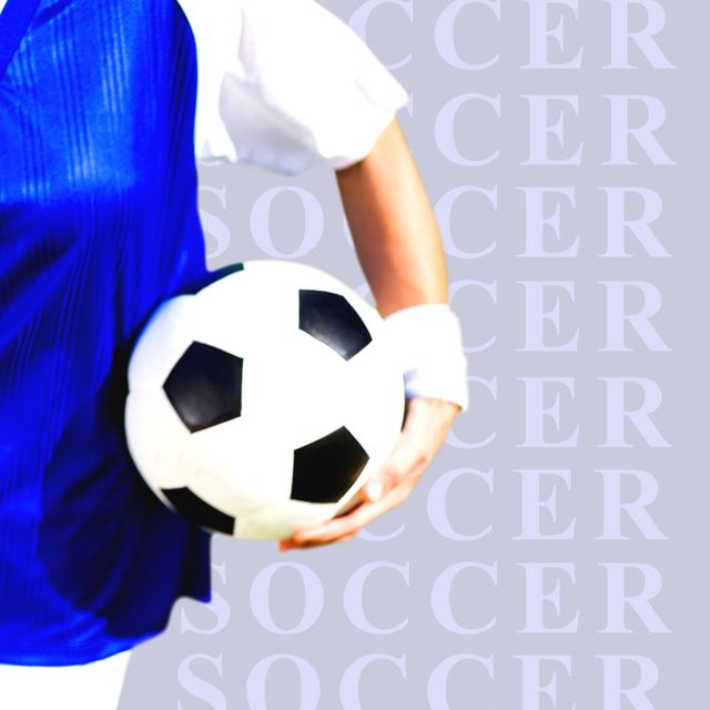 Square image of multiplied soccer and midsection of caucasian male player with ball. Soccer, league, competition and sport concept.