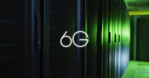 Glowing 6G Sign Illuminating Dark Server Room - Download Free Stock Images Pikwizard.com