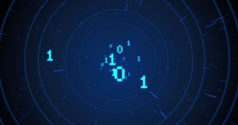 Binary Data and Digital Circles on Blue Background - Download Free Stock Images Pikwizard.com
