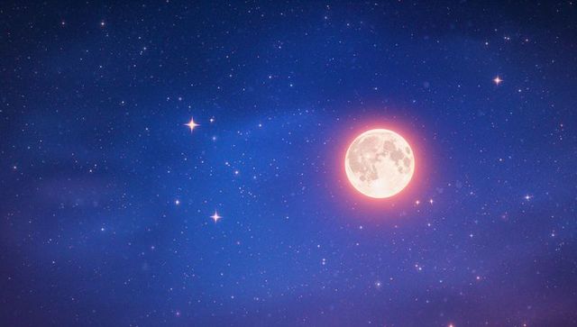 Radiant Full Moon in Starry Night Sky