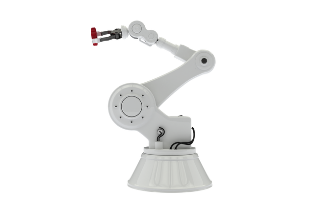 Transparent Industrial Robot Arm Header with Claw on White Appropriate - Download Free Stock Videos Pikwizard.com