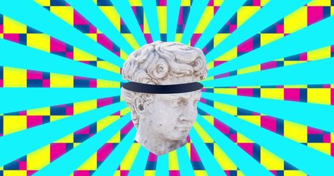 Bold Fusion of Classical Sculpture with Colorful Geometric Background - Download Free Stock Images Pikwizard.com