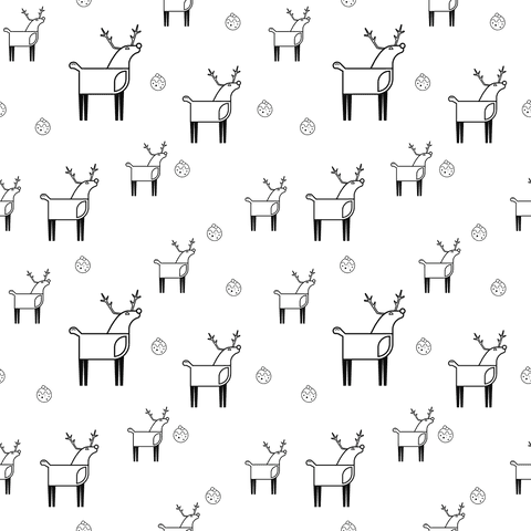 Seamless black reindeer pattern on transparent background
