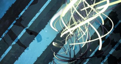 Network of fiber optic strands on blue abstract background