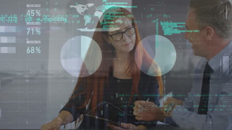 Business Professionals Innovating with Data Analytics at Office