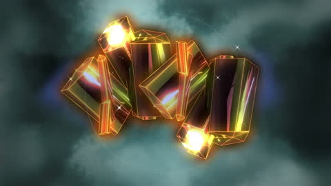 Digital Animation of Yellow Diamonds on Cloudy Background